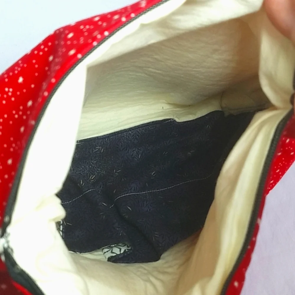 Hand Crafted Red and Black Fabric Over The Shoulder Bag